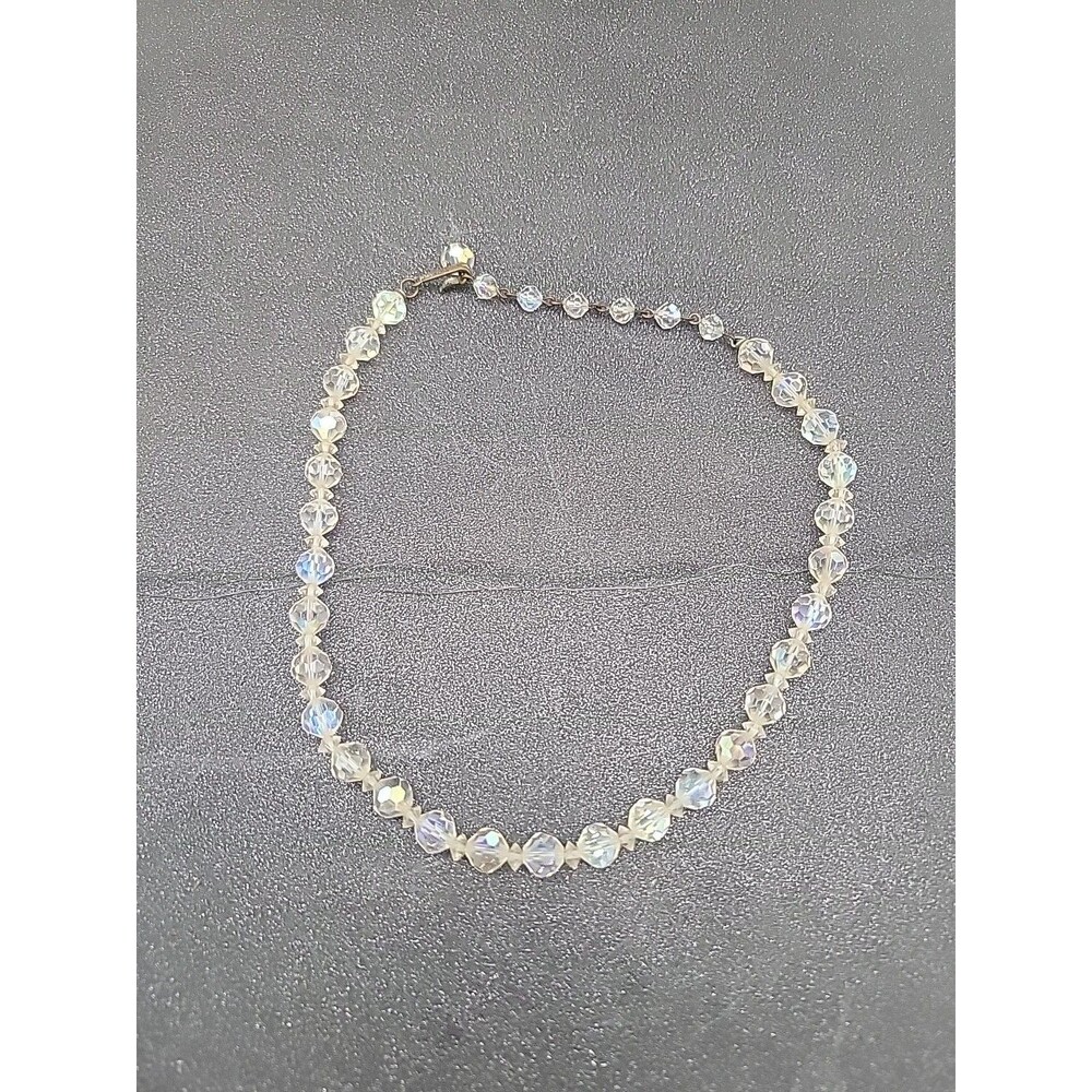 Vintage Laguna AB Crystal Necklace Choker Single Strand 13-15”